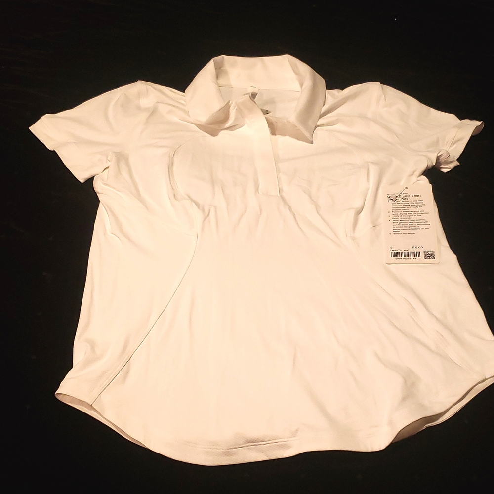 Lululemon,  size 8, white short sleeve polo